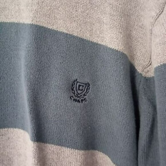 Chaps Gray & Blue Striped Mens Sweater XL 100% Cotton Crewneck - Picture 6 of 12